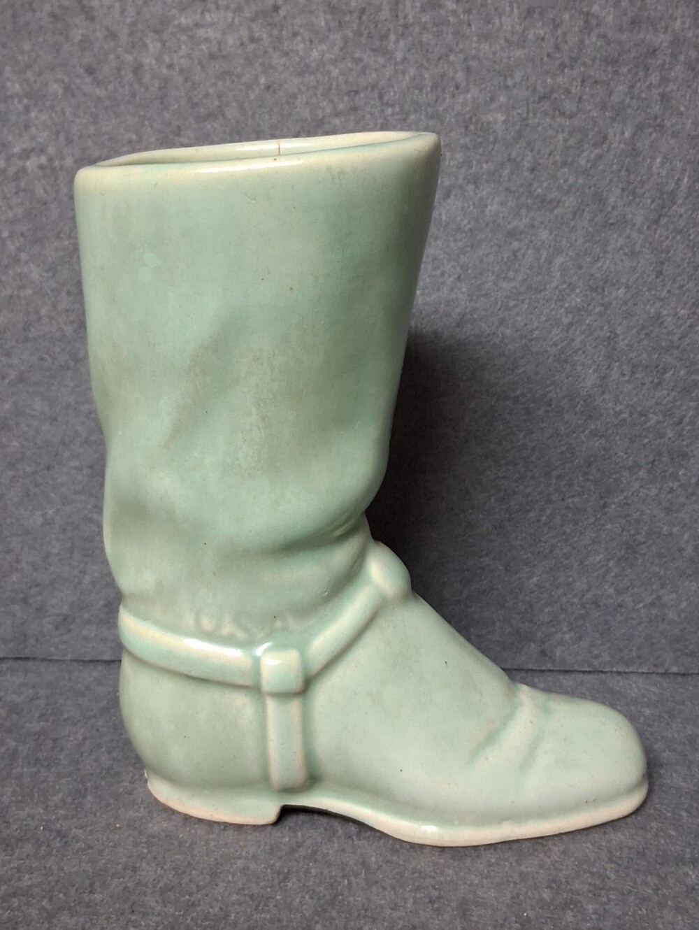 Vintage Shawnee Pottery Cowboy Boot Vase Mint Green USA